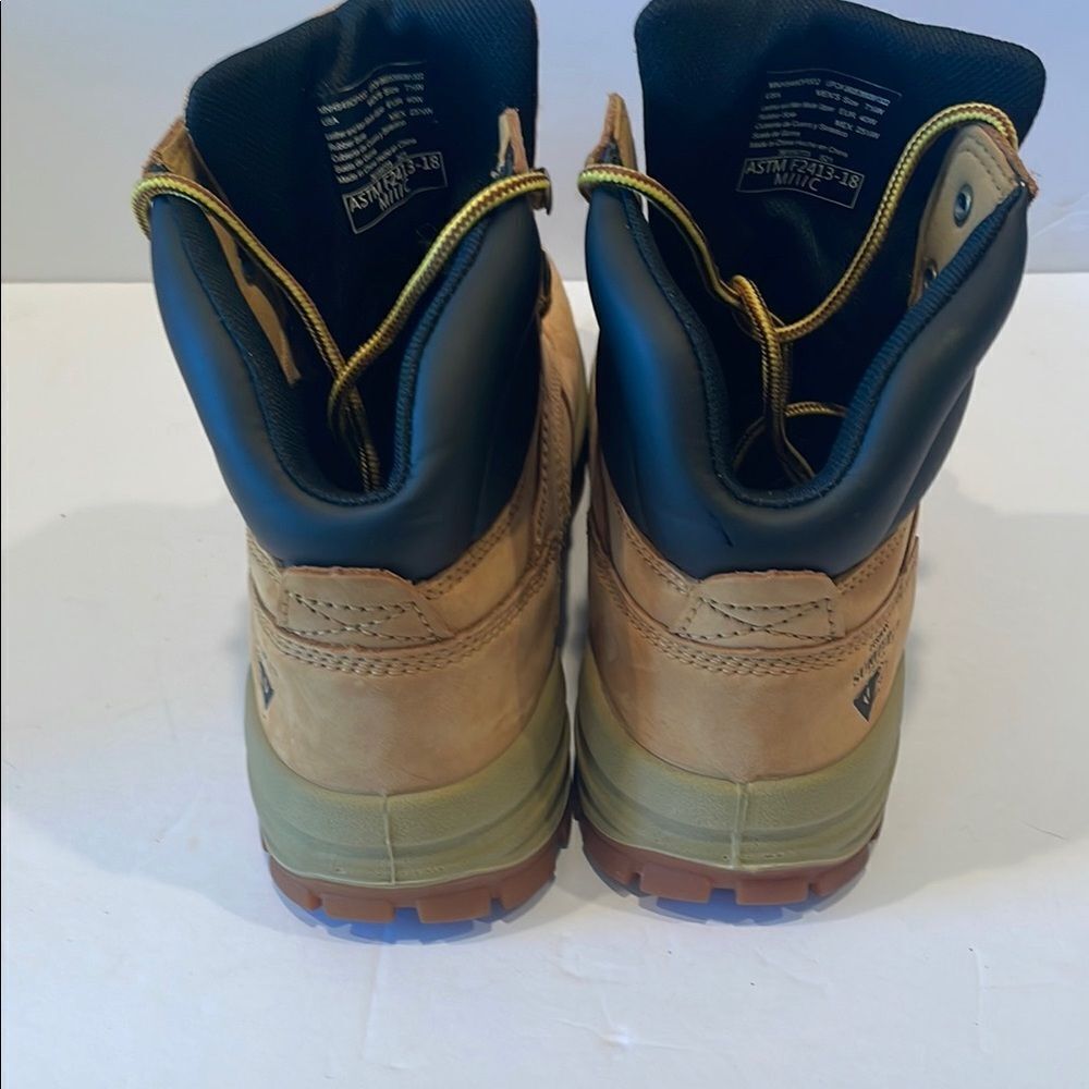 Tan High-Top steel Toe Ankle Boots with Padded Collar - Picture 5 of 8